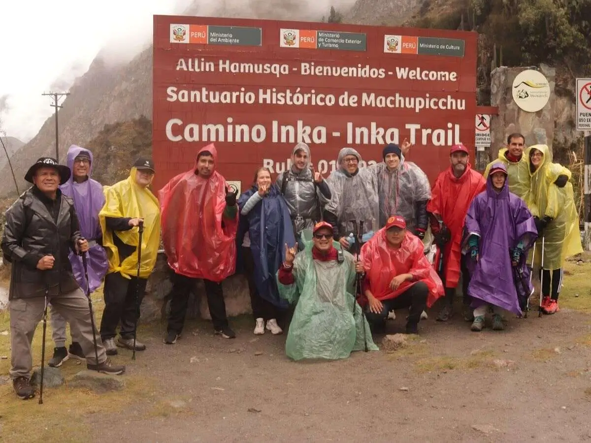 group of passengers on a Machu Picchu trip along the Inca Trail