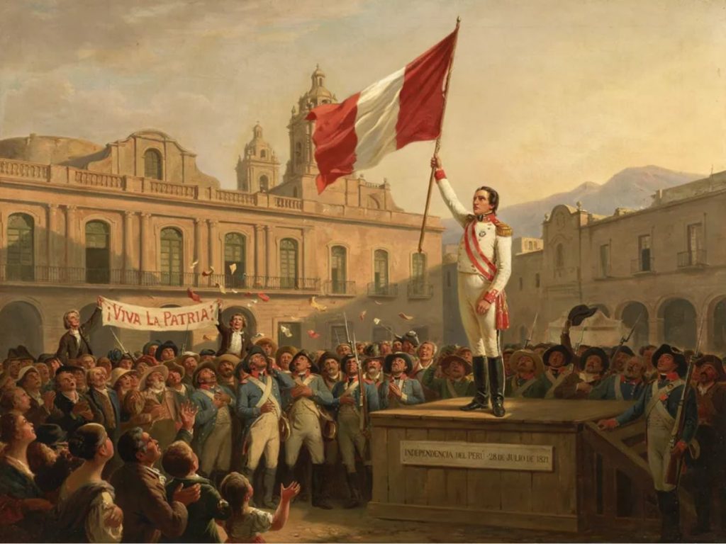 imagen referencial de la proclamación de la independencia en perú