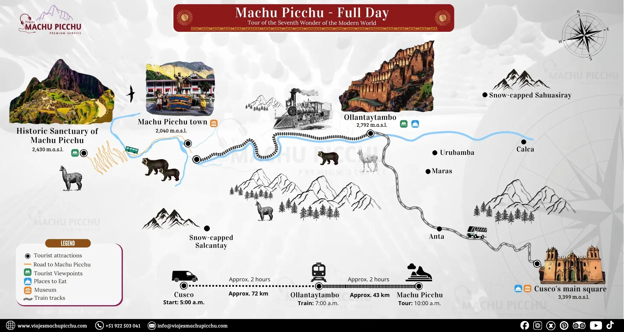 Full map of Machu Picchu Full Day Tour
