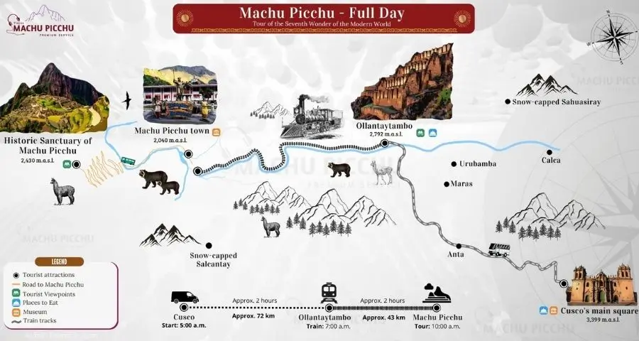 Map of Machu Picchu Full Day Tour