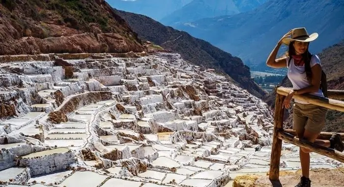 view of the maras salt mines in the sacred valley of the incas
